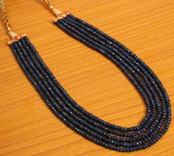Blue Sapphire Semi Precious 5 Line Necklace 2