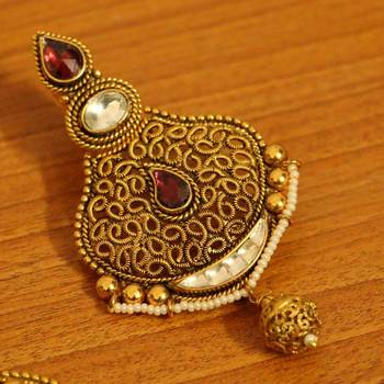 Kundan Polki Gold Look Antique Fine Necklace Set 3