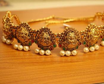 Multicolour Temple Jewellery Wedding Waistbelt 4