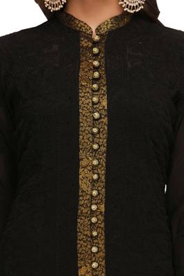 Black Embroidered Faux Georgette Chikankari Kurti 4