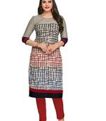 Grey printed cotton cotton-kurtis
