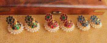 Beautiful Pearl Kemp Temple Jhumkka Combo Se  1