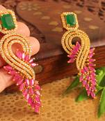 Awesome Gold Plated Semiprecious Ruby Emerald Party Wear Studs