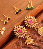 Awesome Matte Finish Ruby Cz Peacock Colour Changeable Studs