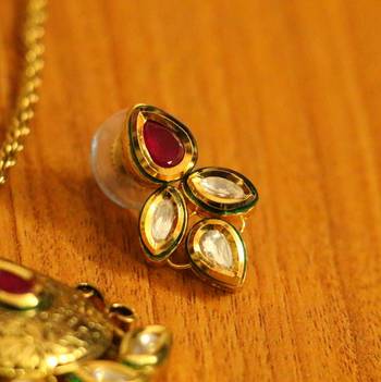 Ruby Antique Gold Look Kundan Meenakari Pendant Set 2