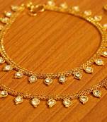 Zircon Studded Gold Plated Fine Anklets