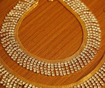 Gold Plated Zircon Studded Party Wear Anklets 2