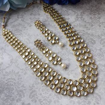 Designer Traditional White Diamond Long Necklace Set  2