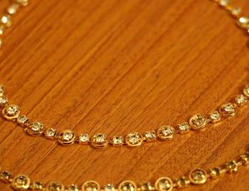 Round Shaped Zircon Studded Gold Plated Anklets 2