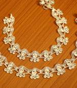 Silver Plated Zircon Studded Silver Look Anklets