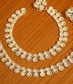 Silver Look Zircon Studded Anklets