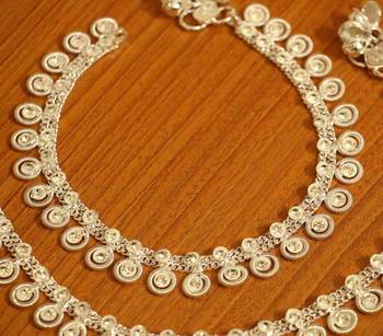 Silver Look Zircon Studded Anklets 2