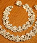 Zircon Studded Silver Plated Anklets