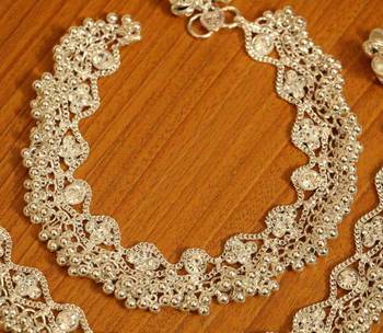 Zircon Studded Silver Plated Anklets 2