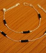 Silver Look Blacke Beaded Light Weight Anklets