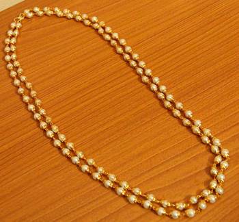 Pearl Gold Look Double Line Necklace 1