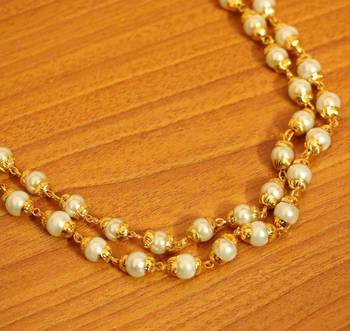 Pearl Gold Look Double Line Necklace 2