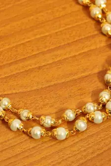 Pearl Gold Look Double Line Necklace