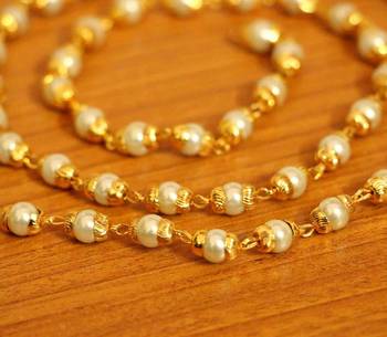 Pearl Gold Look Single Line Necklace 2