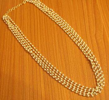 Gold Plated Pearl Ethnic 5 Line Necklace 1