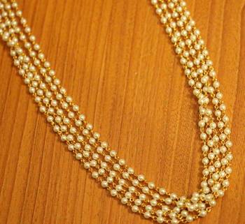 Gold Plated Pearl Ethnic 5 Line Necklace 2