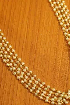 Gold Plated Pearl Ethnic 5 Line Necklace
