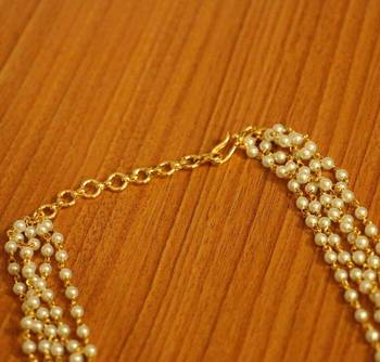 Gold Plated Pearl Ethnic 5 Line Necklace 3
