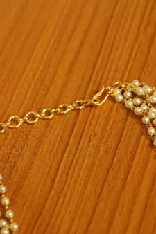 Gold Plated Pearl Ethnic 5 Line Necklace