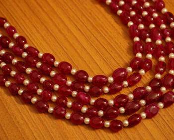 Ruby  And  Pearl 5 Line Royal Necklace 2