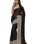 Black printed georgette saree with blouse
