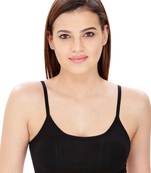 Presents black color cotton lycra bra.