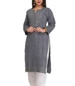 Blue Embroidered Cotton Chikankari Kurti 