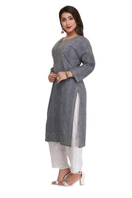 Blue Embroidered Cotton Chikankari Kurti  3