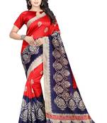 Red printed bhagalpuri silk saree with blouse