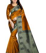 Mustard printed bhagalpuri silk saree with blouse