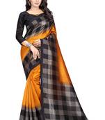 Mustard printed bhagalpuri silk saree with blouse
