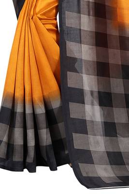 Mustard printed bhagalpuri silk saree with blouse 2