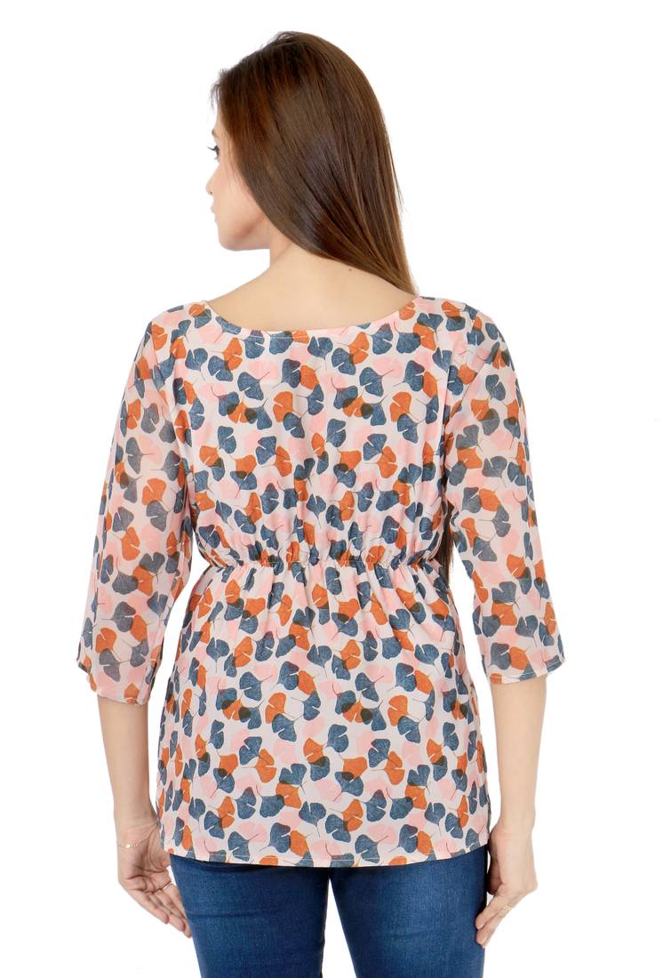 Orange American Cepe Fabric Tops