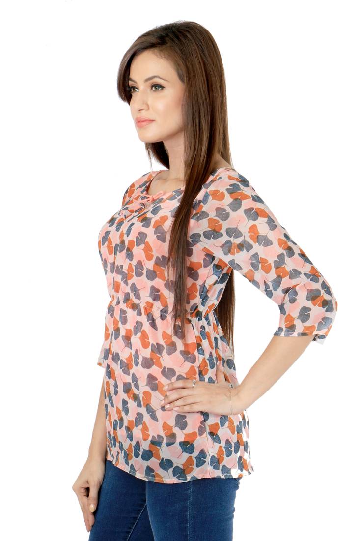 Orange American Cepe Fabric Tops