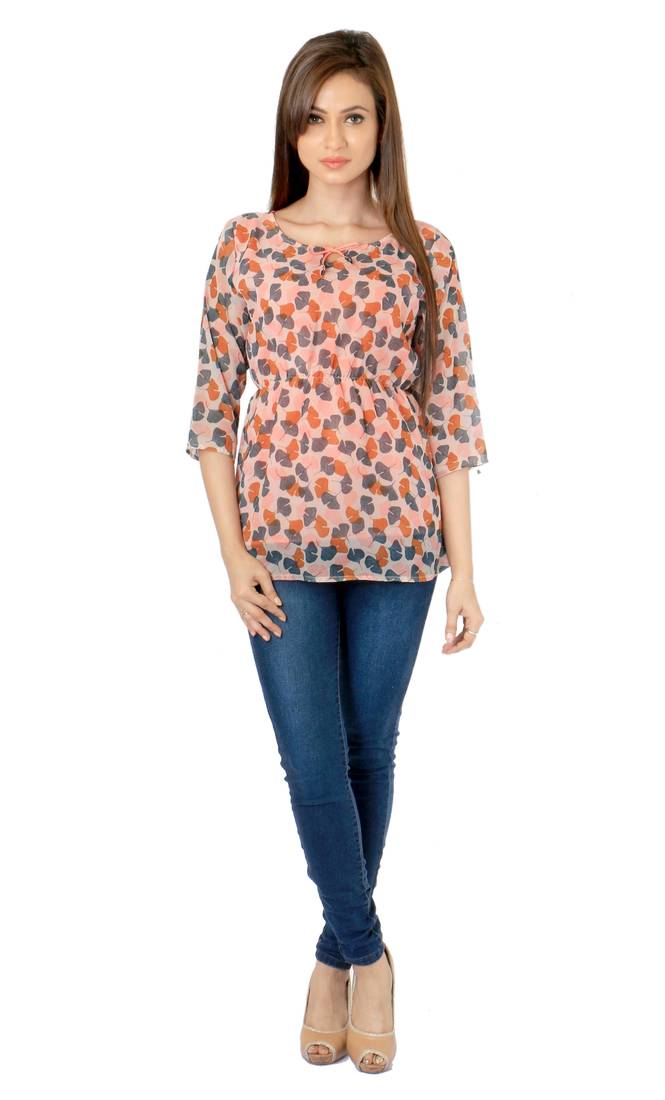 Orange American Cepe Fabric Tops