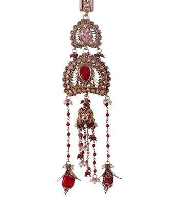 Red Gold Beads Pearl Jhumka Challa Waist Key Chain Satka TSW189 2