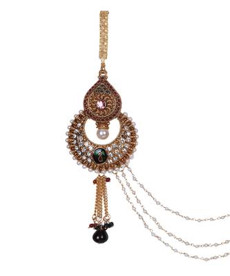 Red Green Pearl Polki Gold Ethnic Challa Waist Key Chain Satka TSW191 2