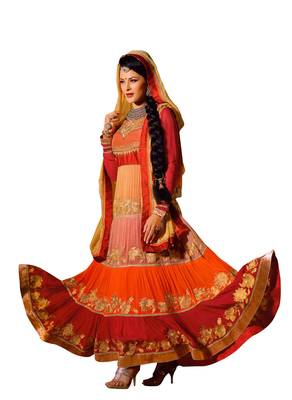 Red embroidered georgette salwar 1