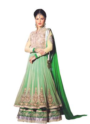 Green embroidered georgette salwar 1