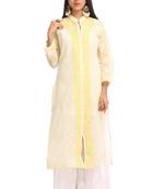 Lemon Embroidered Cotton Chikankari Kurti