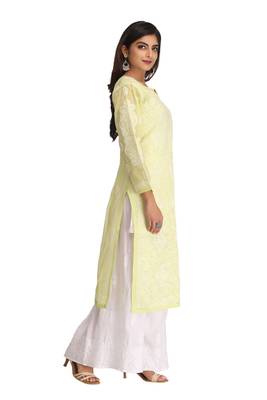 Green Embroidered Cotton Chikankari Kurti 3