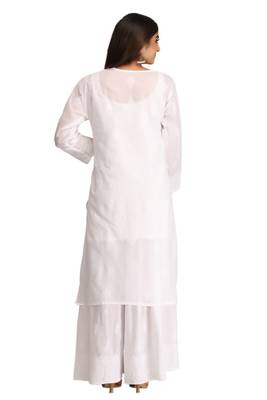 Ada Hand Embroidered White Cotton Lucknow Chikan kurta 3