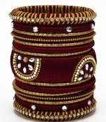 Stylish and elegant maroon with golden gota silk thread bangle set for women and girls 2.6 (15 pcs)