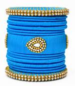 Stylish and beautiful turquoise silk thread bangle set for women 2.6 (15 pcs)