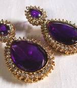 Pearl stone drop purple earring